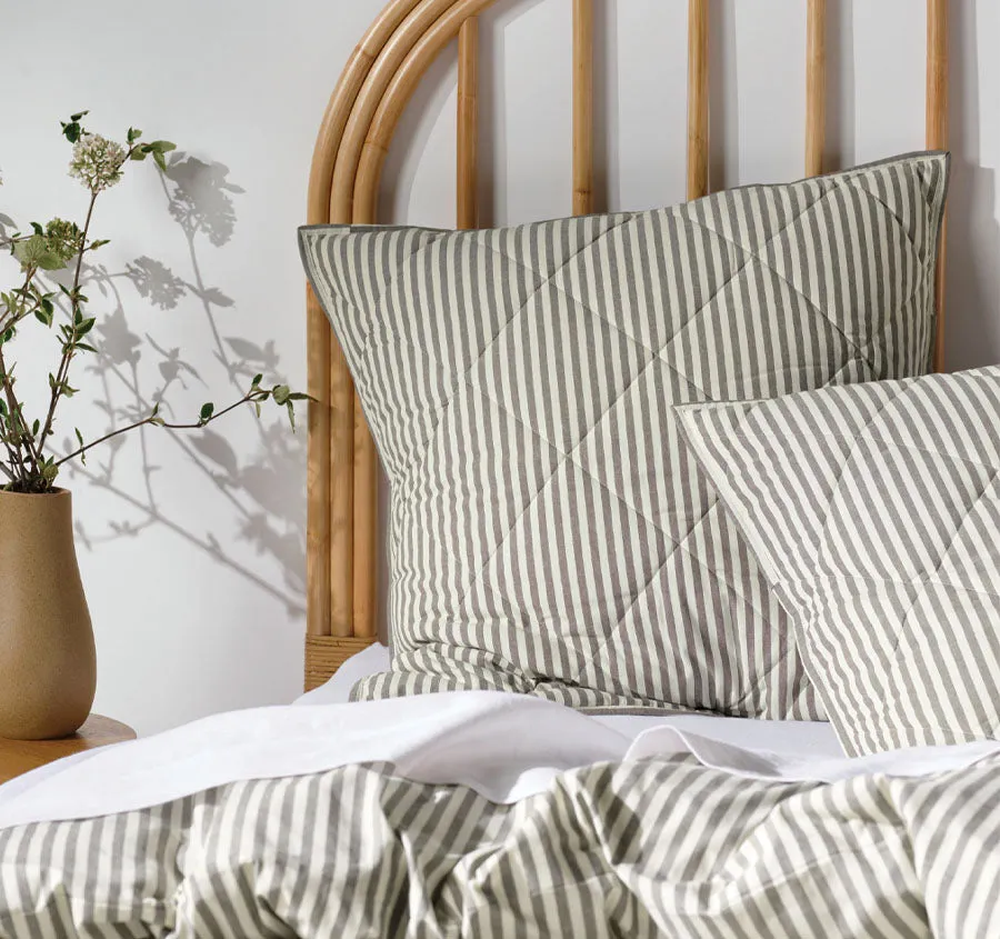 Classic Stripe European Pillowcase Charcoal