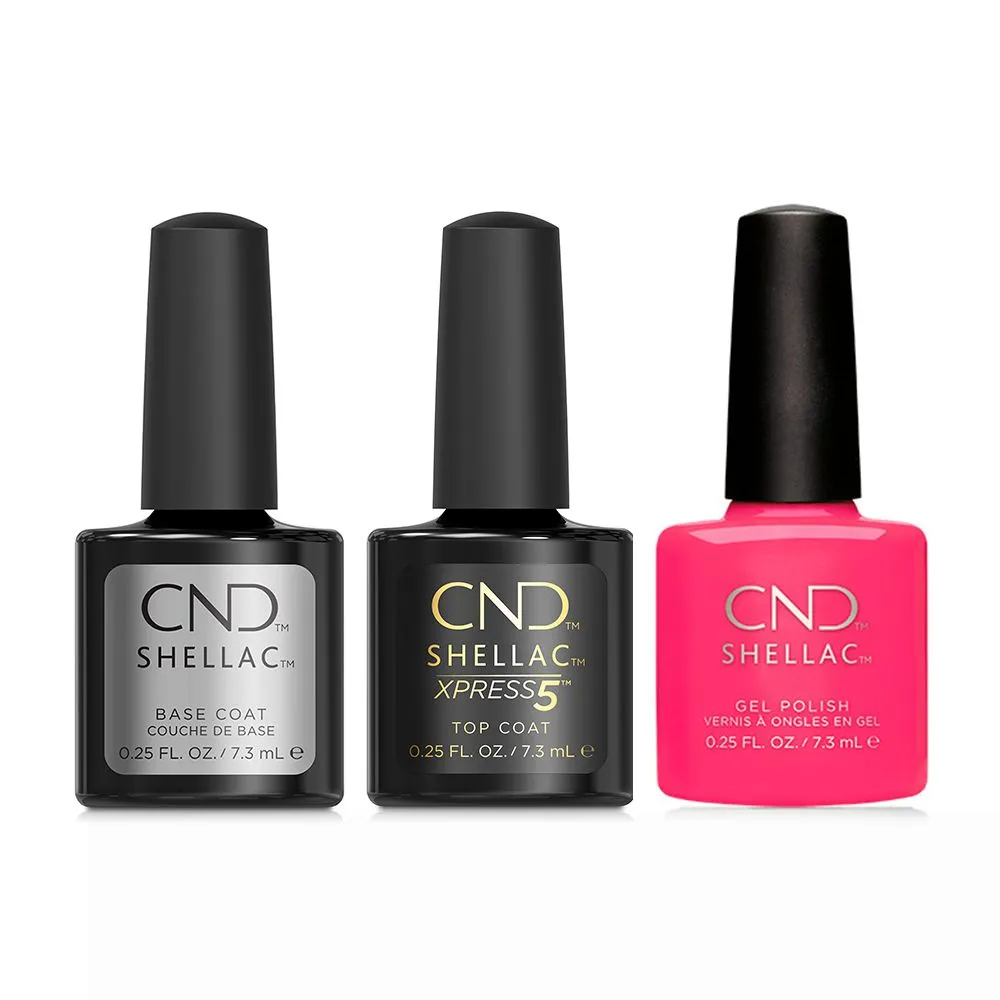 CND - Shellac Xpress5 Combo - Base, Top & Pink Bikini (0.25 oz)