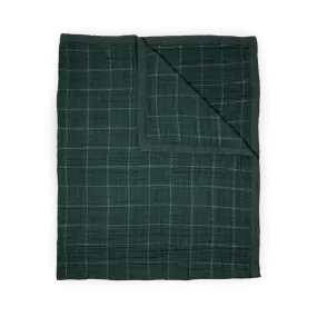 Cotton Muslin Quilted Throw - Evergreen Plaid