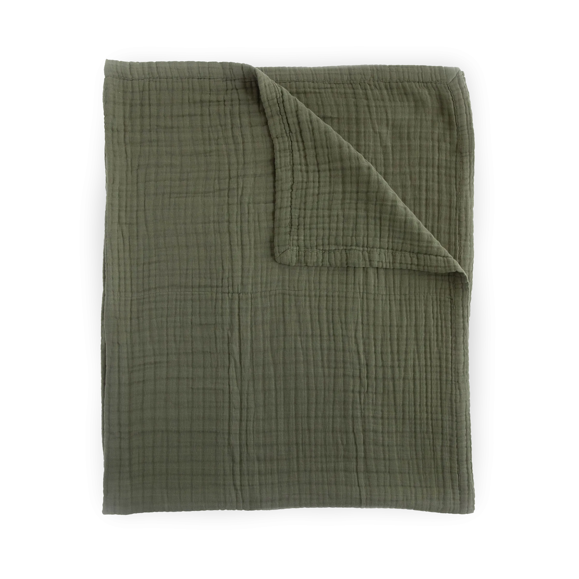 Cotton Muslin Quilted Throw - Fern