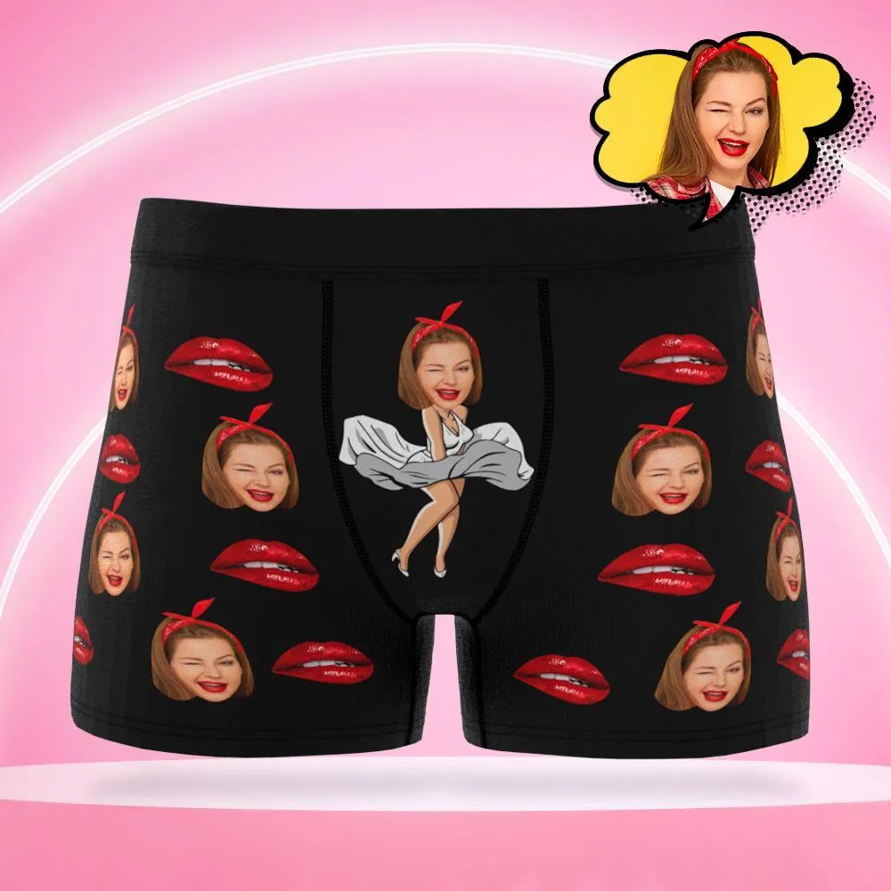 Custom Boxer Men's Shorts Sexy Lips Face Underwear