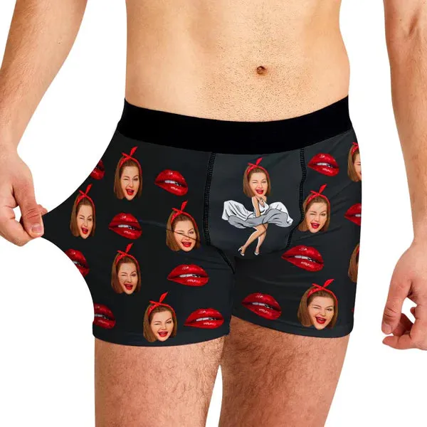 Custom Boxer Men's Shorts Sexy Lips Face Underwear