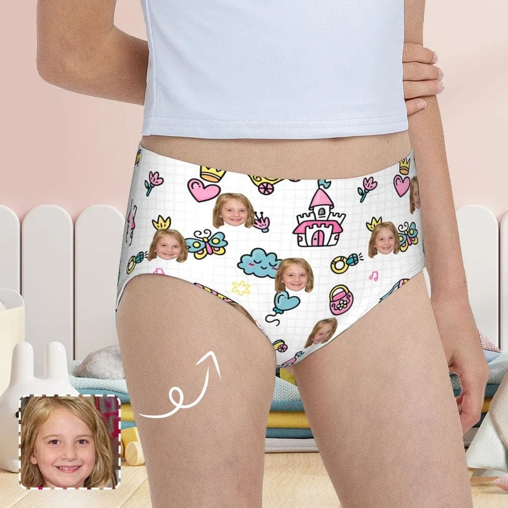 Custom Face Butterfly Castle Girl's Underwear Cotton Brief Panties