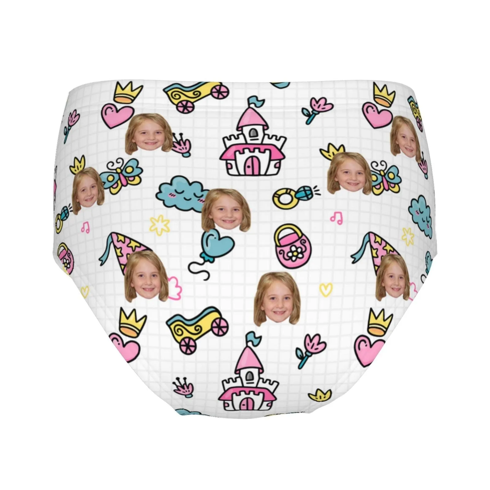 Custom Face Butterfly Castle Girl's Underwear Cotton Brief Panties