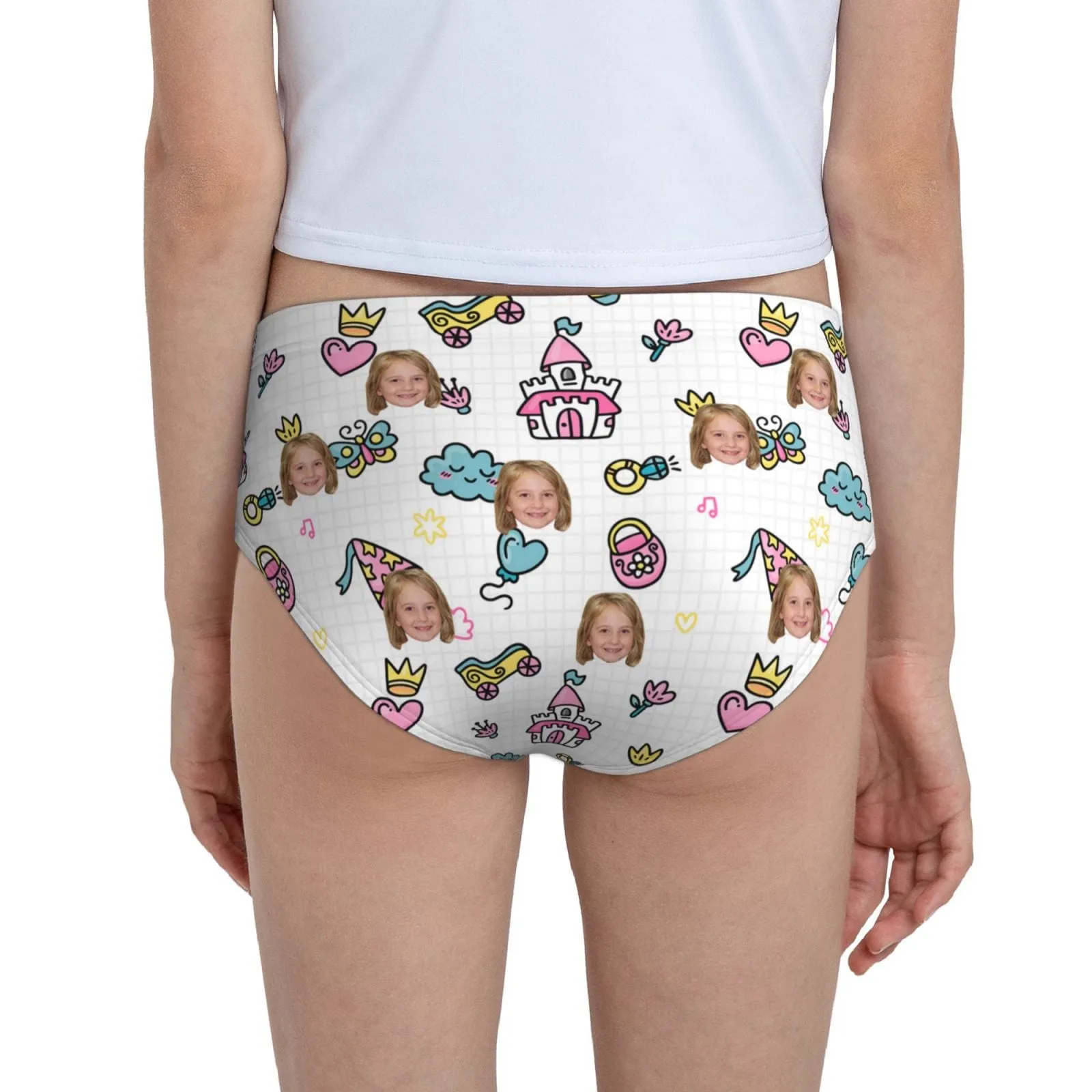 Custom Face Butterfly Castle Girl's Underwear Cotton Brief Panties