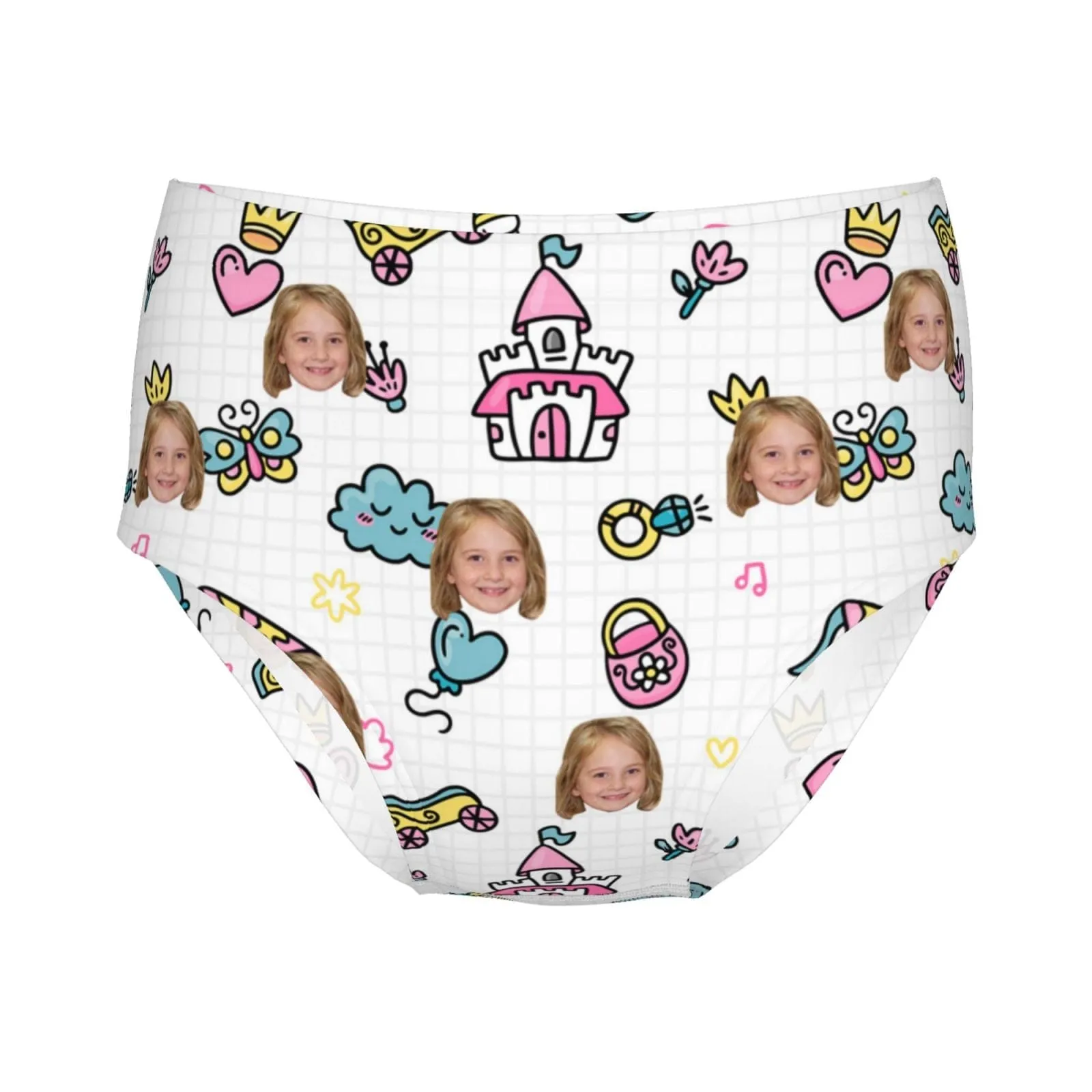 Custom Face Butterfly Castle Girl's Underwear Cotton Brief Panties