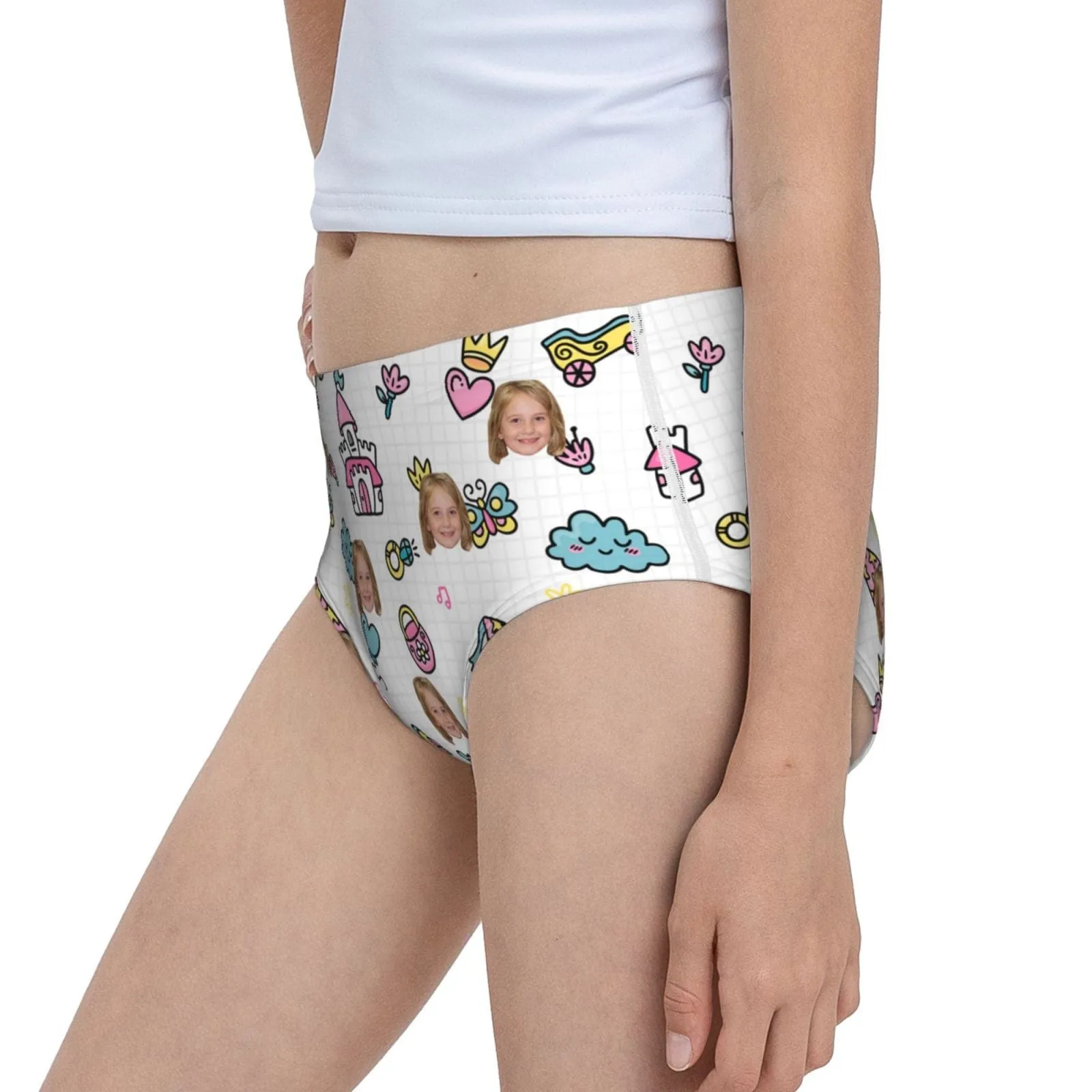 Custom Face Butterfly Castle Girl's Underwear Cotton Brief Panties