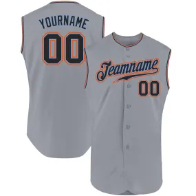 Custom Gray Black-Powder Blue Authentic Sleeveless Baseball Jersey