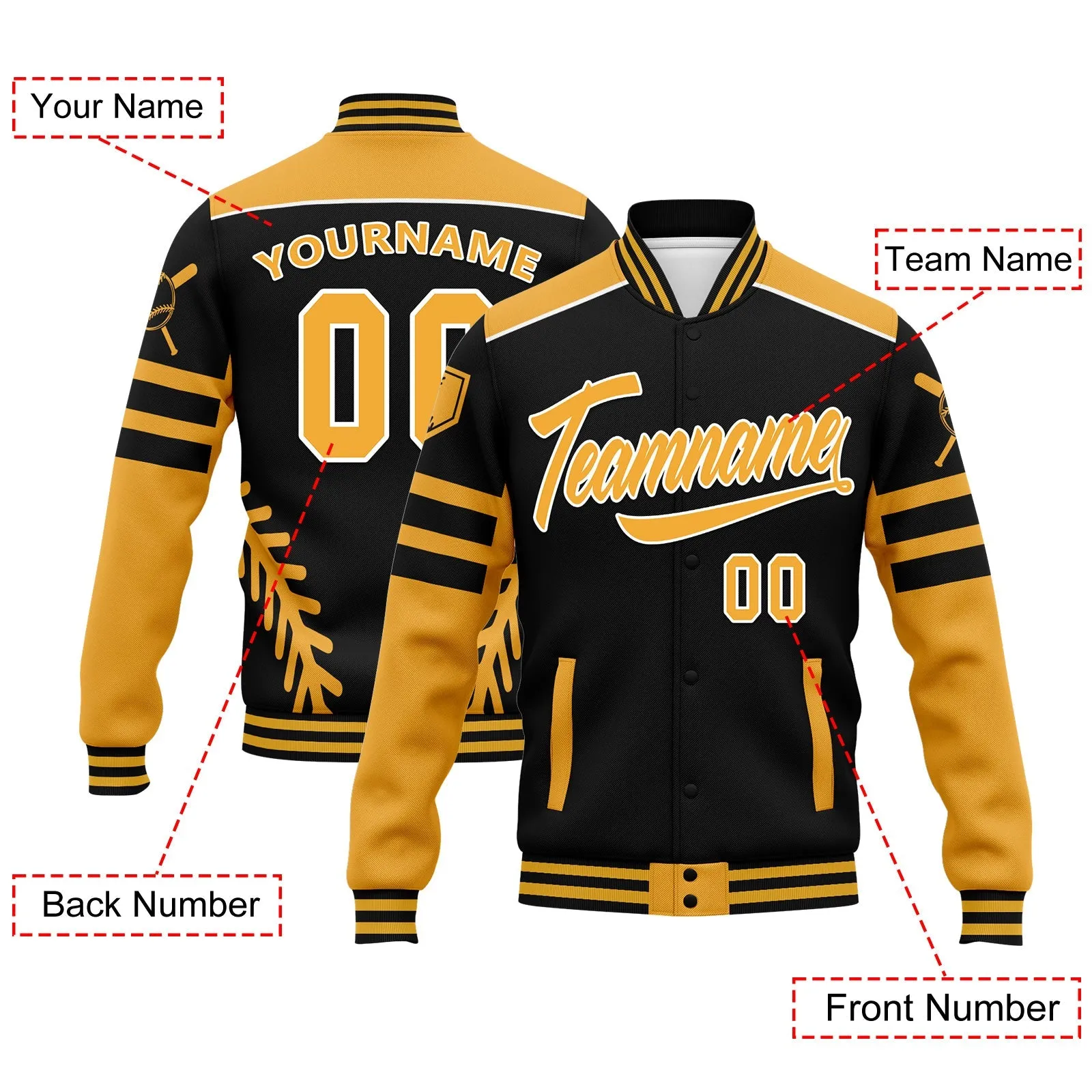 Custom Jacket Bomber Full-Snap Varsity Letterman Personalized Jacket FZ005-D023003-7