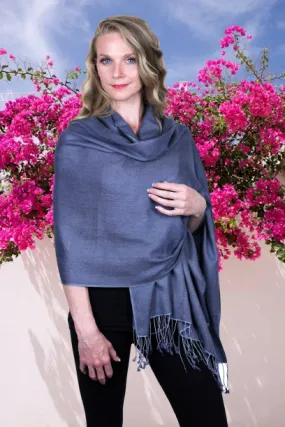 Dark Grey Pashmina Shawl 70% Cashmere 30% Silk