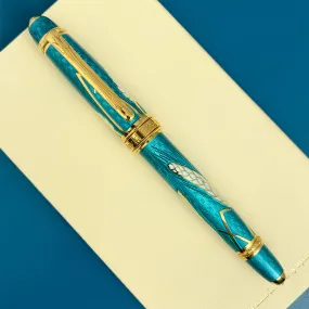 David Oscarson Harvest Fountain Pen - Teal w/ Gold (Limited Edition #8/8)