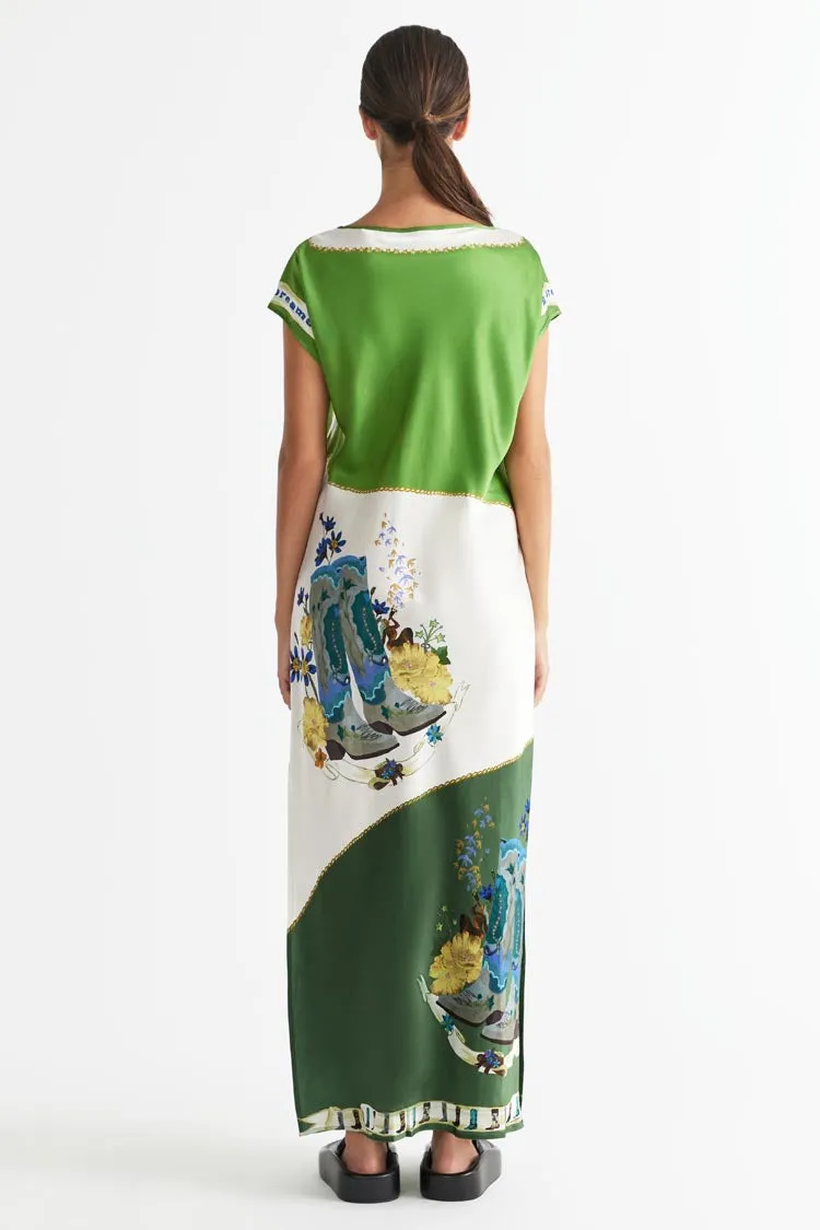 Day Dream SS Column Dress in Lime