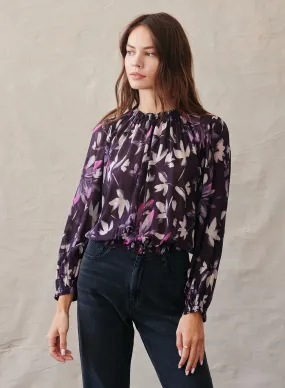 Dolby Smocked Neck Pullover ~ Floral Plum Print