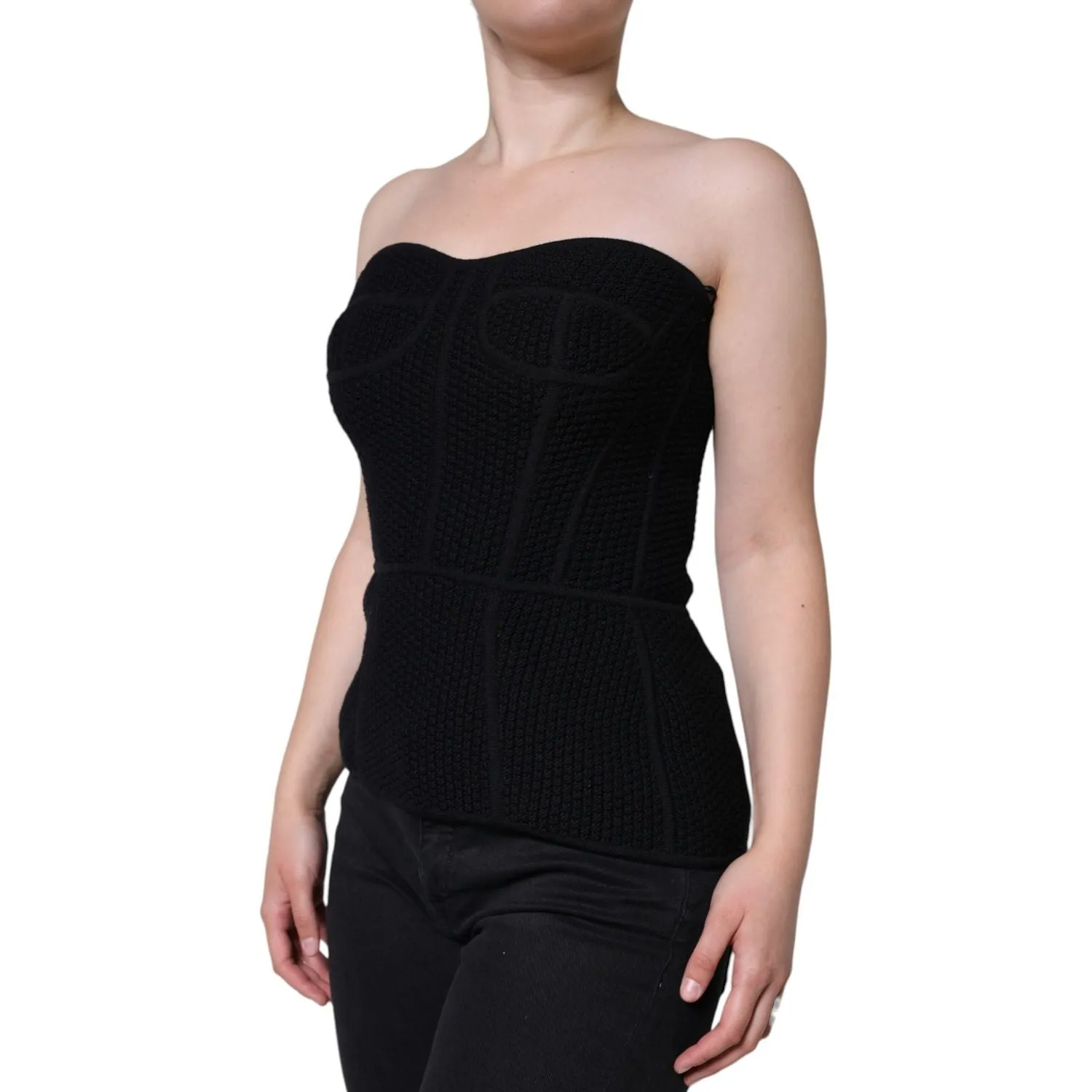 Dolce & Gabbana Black Bustier Sleeveless Corset Blouse Top