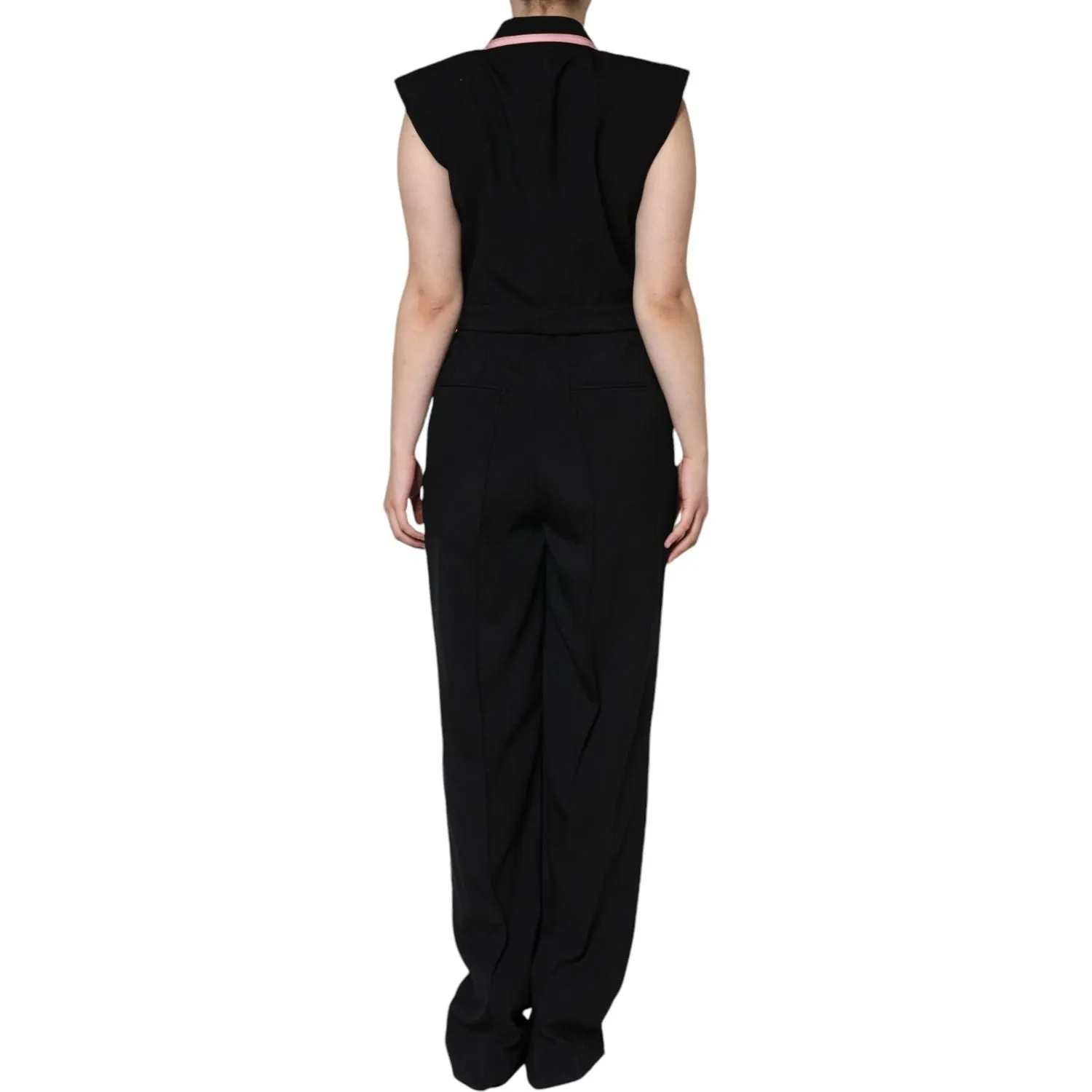 Dolce & Gabbana Black Wool Blend Sleeveless Jumpsuit Dress