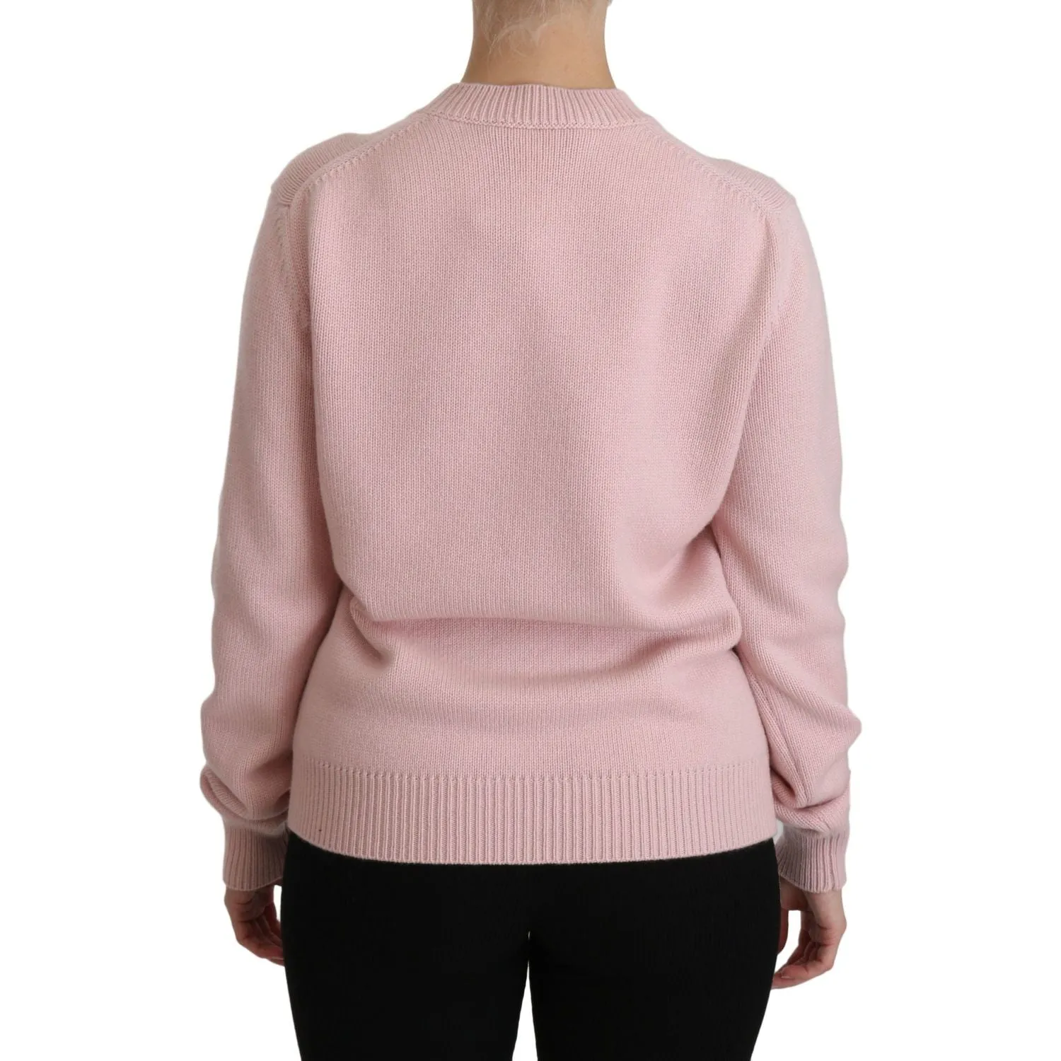 Dolce & Gabbana Cashmere-Blend Pink Crew Neck Sweater