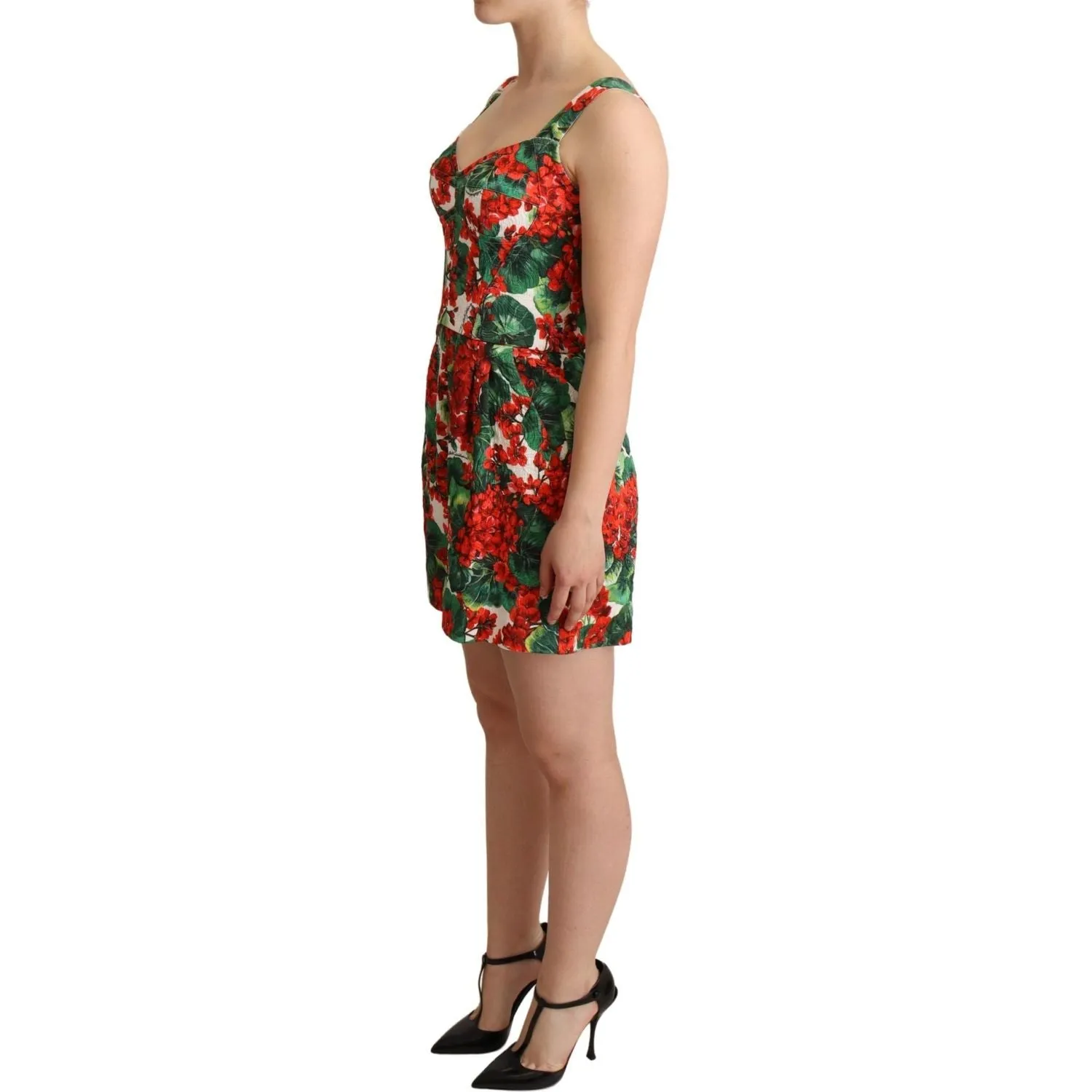 Dolce & Gabbana Chic Red Geranium Print Sleeveless Jumpsuit