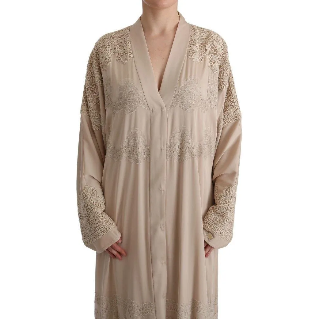 Dolce & Gabbana Elegant Beige Cape Kaftan Dress