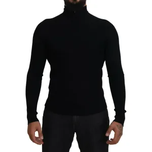 Dolce & Gabbana Elegant Black Wool Half Zip Turtleneck Sweater