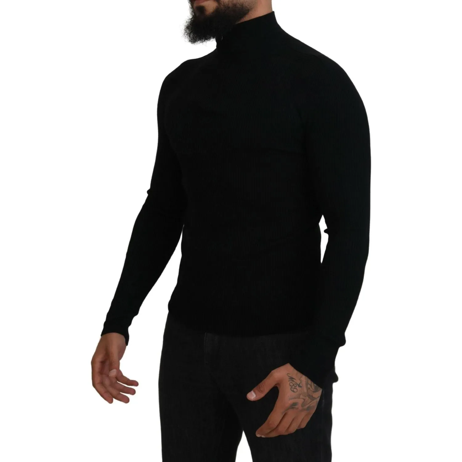 Dolce & Gabbana Elegant Black Wool Half Zip Turtleneck Sweater