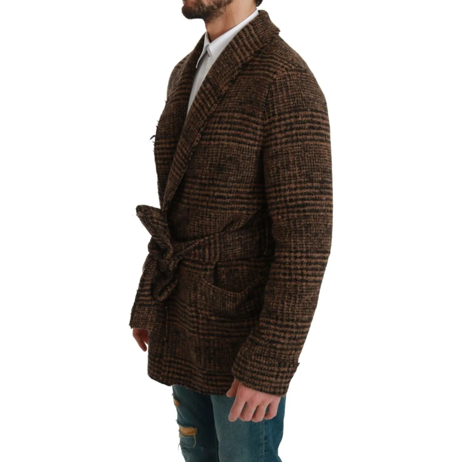 Dolce & Gabbana Elegant Brown Alpaca Blend Belted Cape Jacket