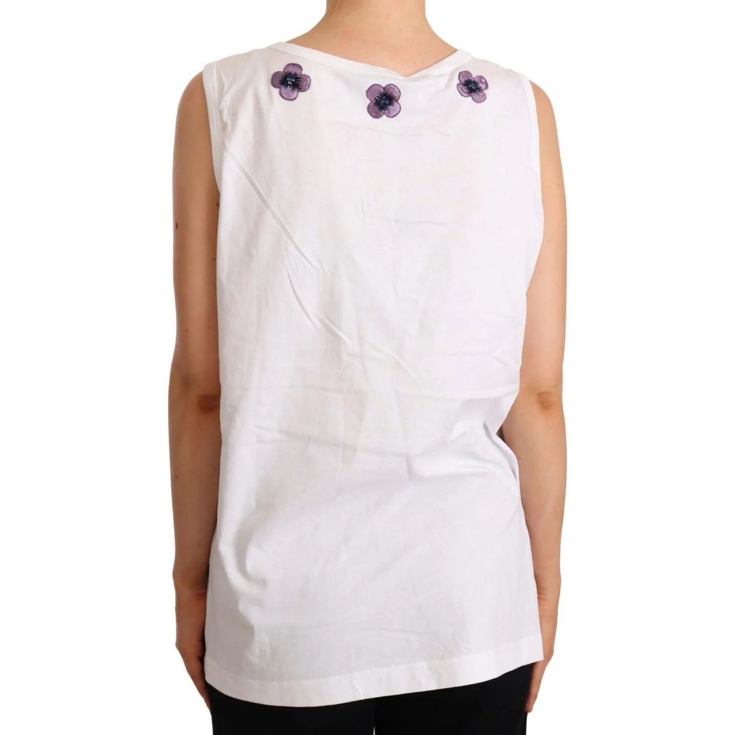 Dolce & Gabbana Floral Trim Logo Tank Top in White