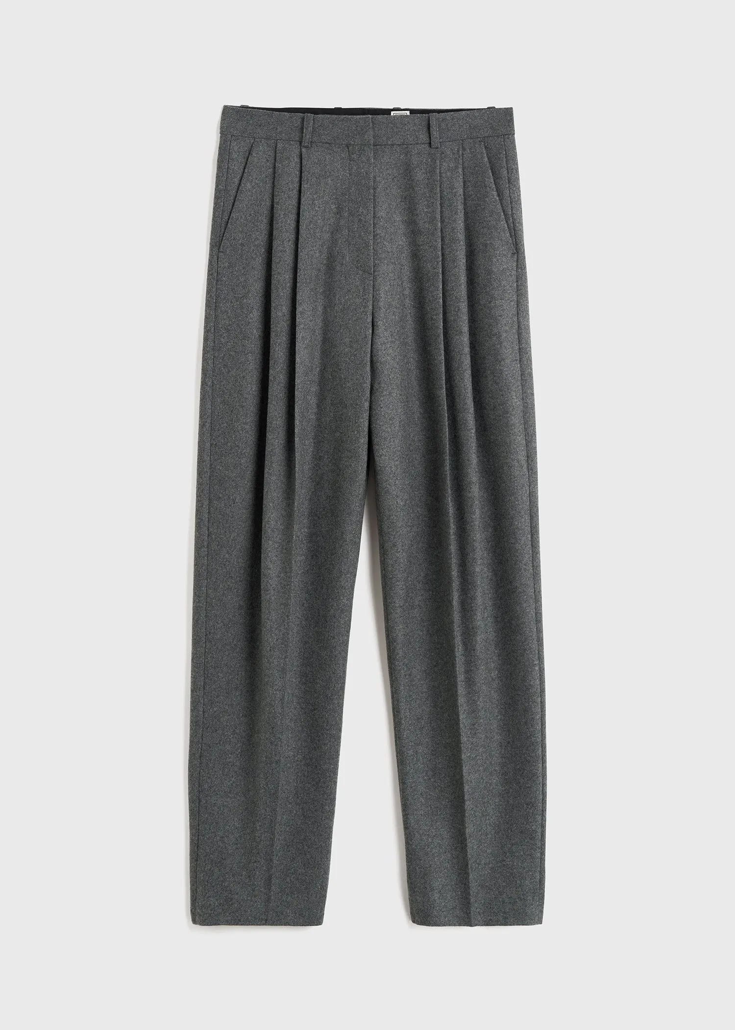 Double-pleated tailored trousers grey melange