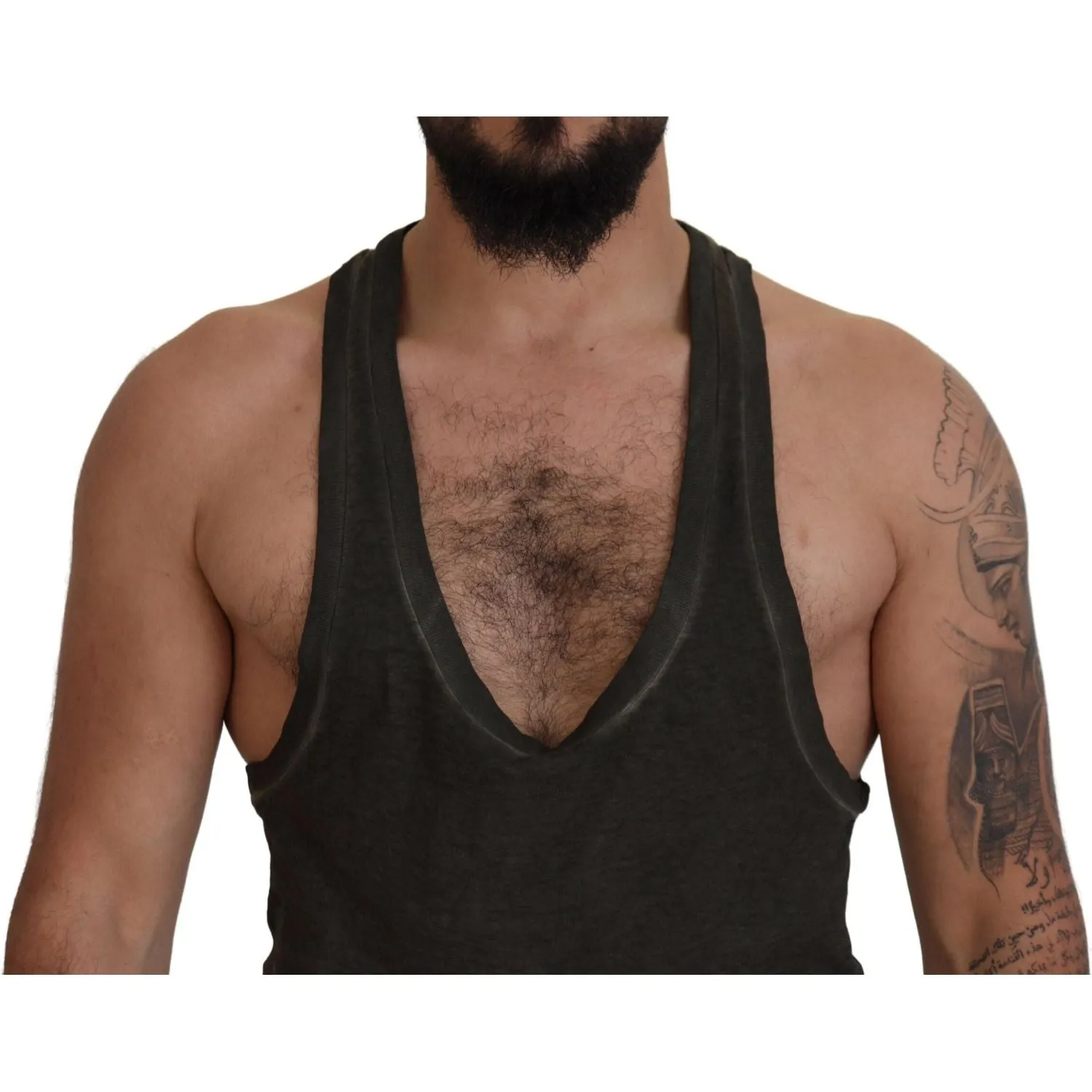 Dsquared² Gray Cotton Linen Sleeveless Tank T-shirt