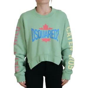 Dsquared² Green Logo Printed Crew Neck Long Sleeve Sweater