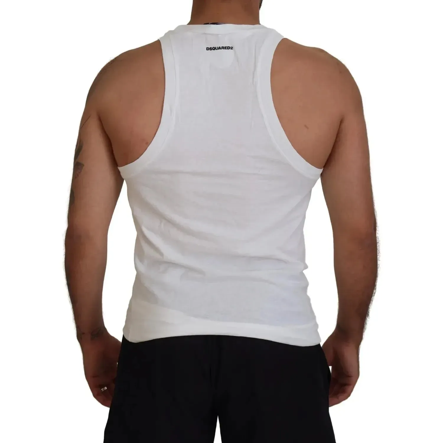 Dsquared² White Cotton Linen Sleeveless Tank T-shirt