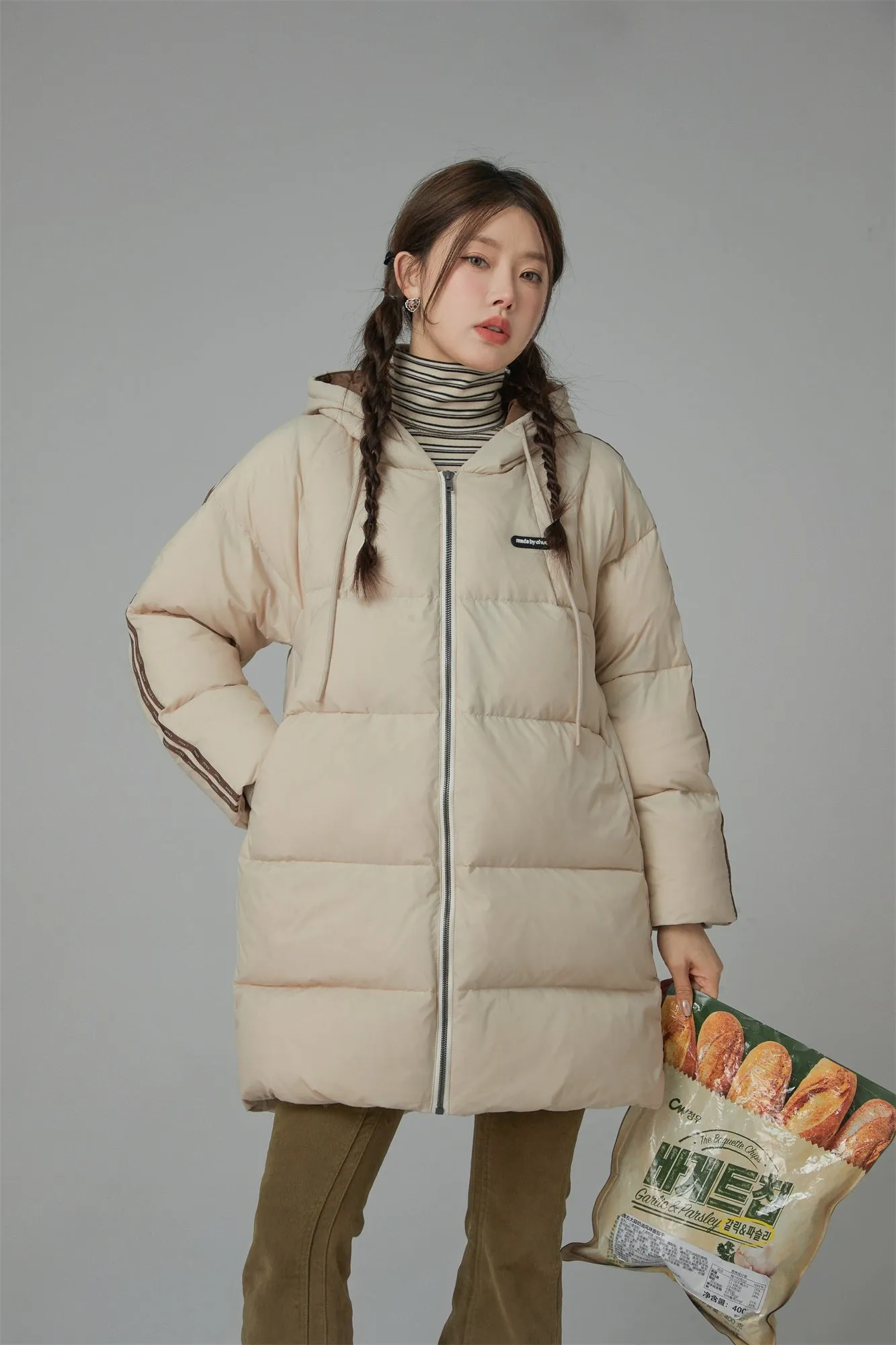 Duck Down Hooded Padded Coat