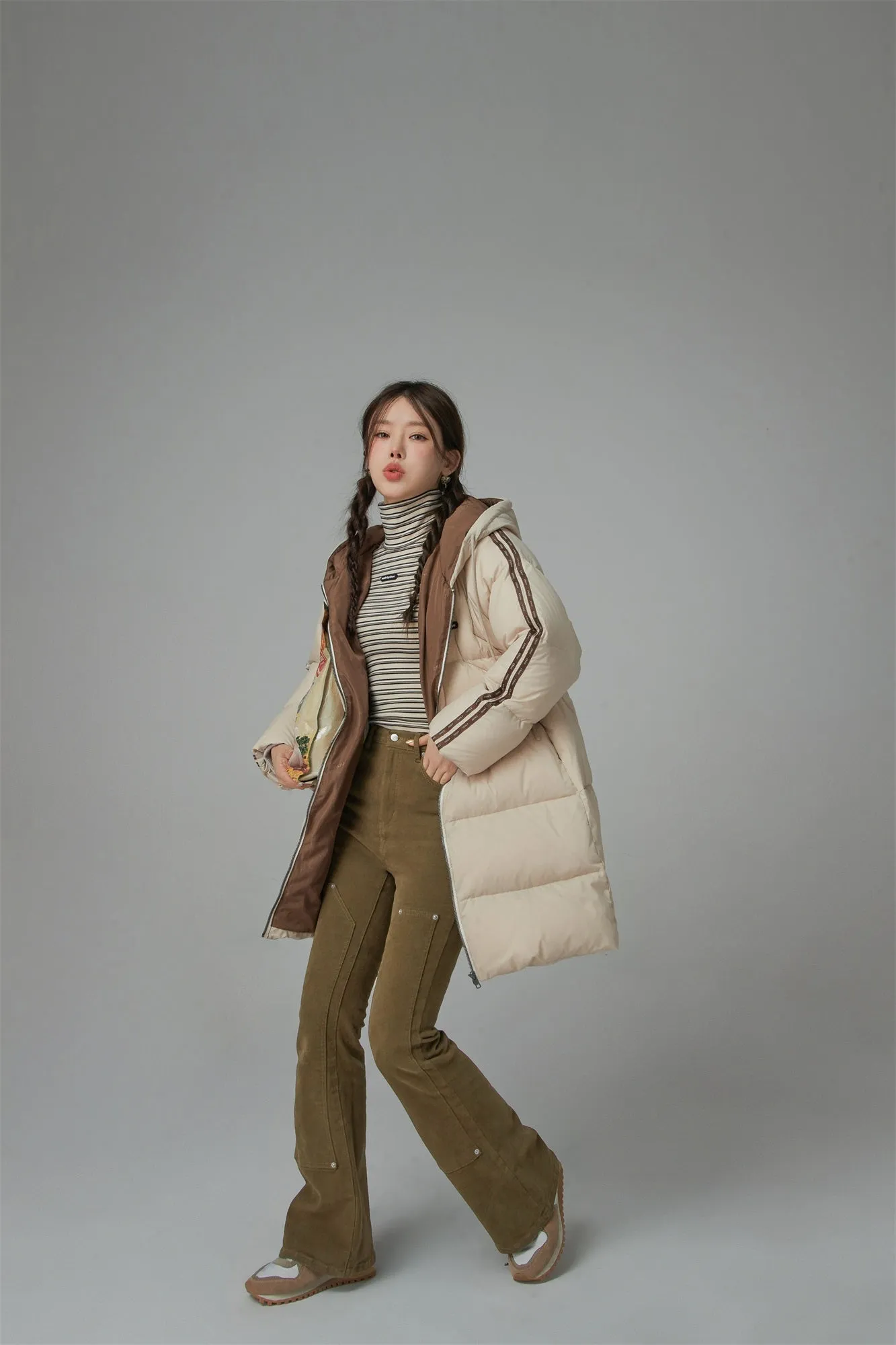 Duck Down Hooded Padded Coat