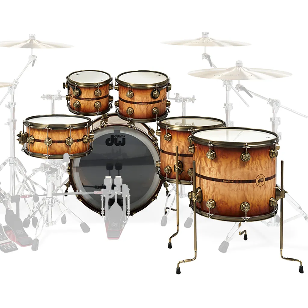 DW Collector's 50th Anniversary 6-piece Shell Pack - Burnt Toast Burst Lacquer with Antique Gold Hardware