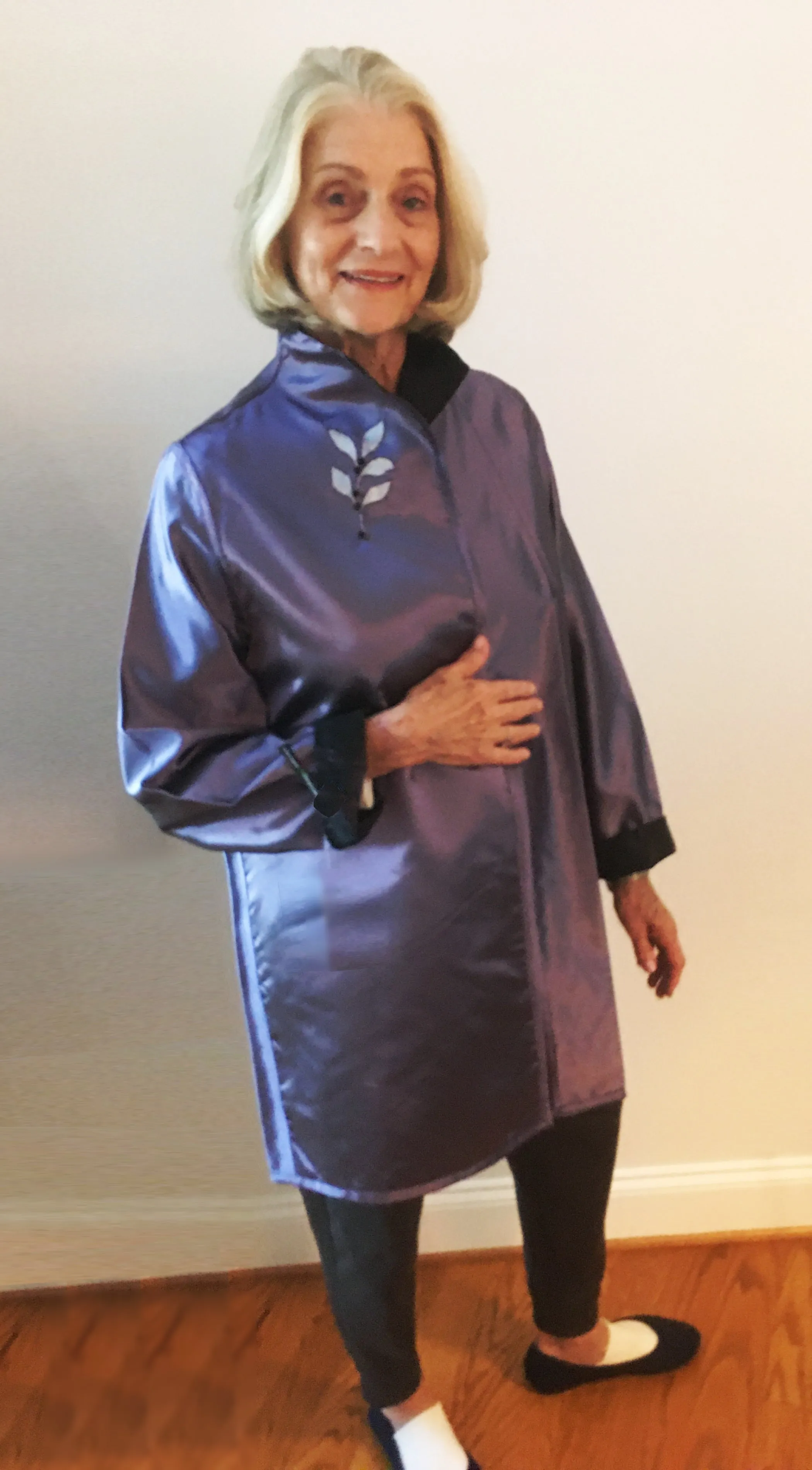 *Embellished Reversible Taffeta Coat in Lavender and Black