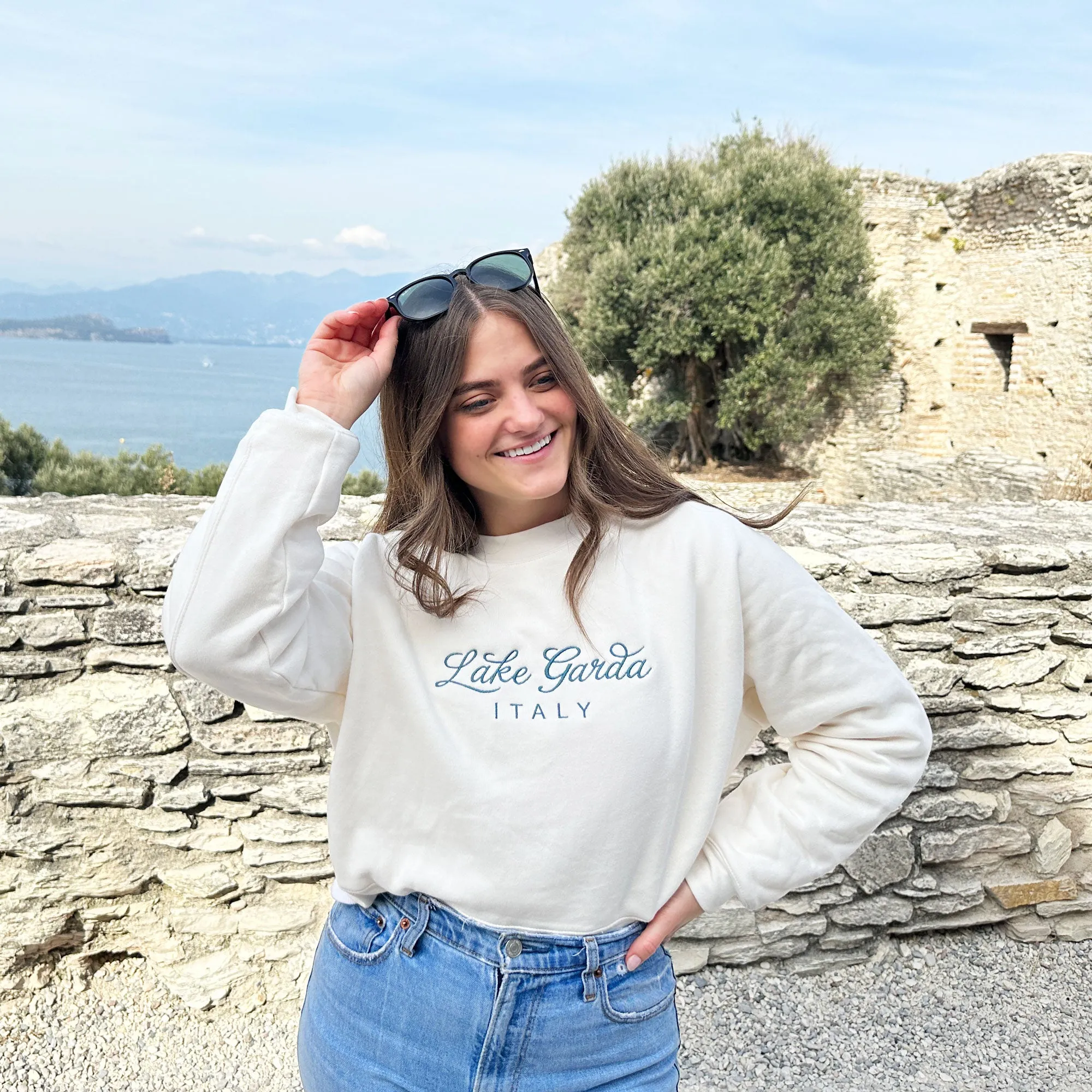 Embroidered Destination Pullover Sweatshirt