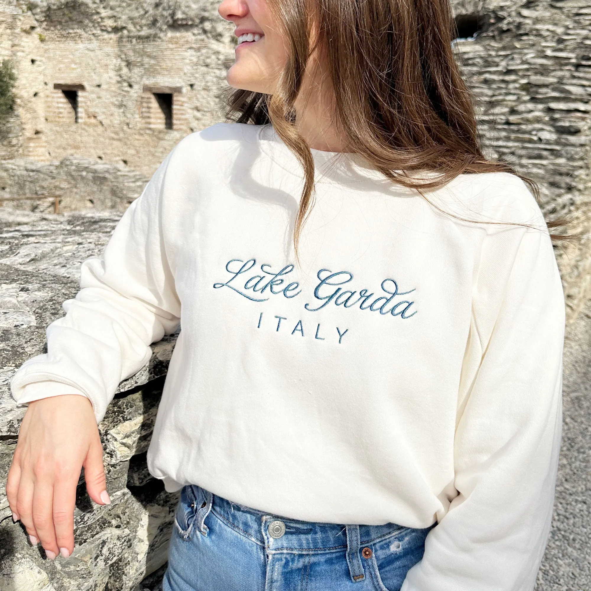 Embroidered Destination Pullover Sweatshirt