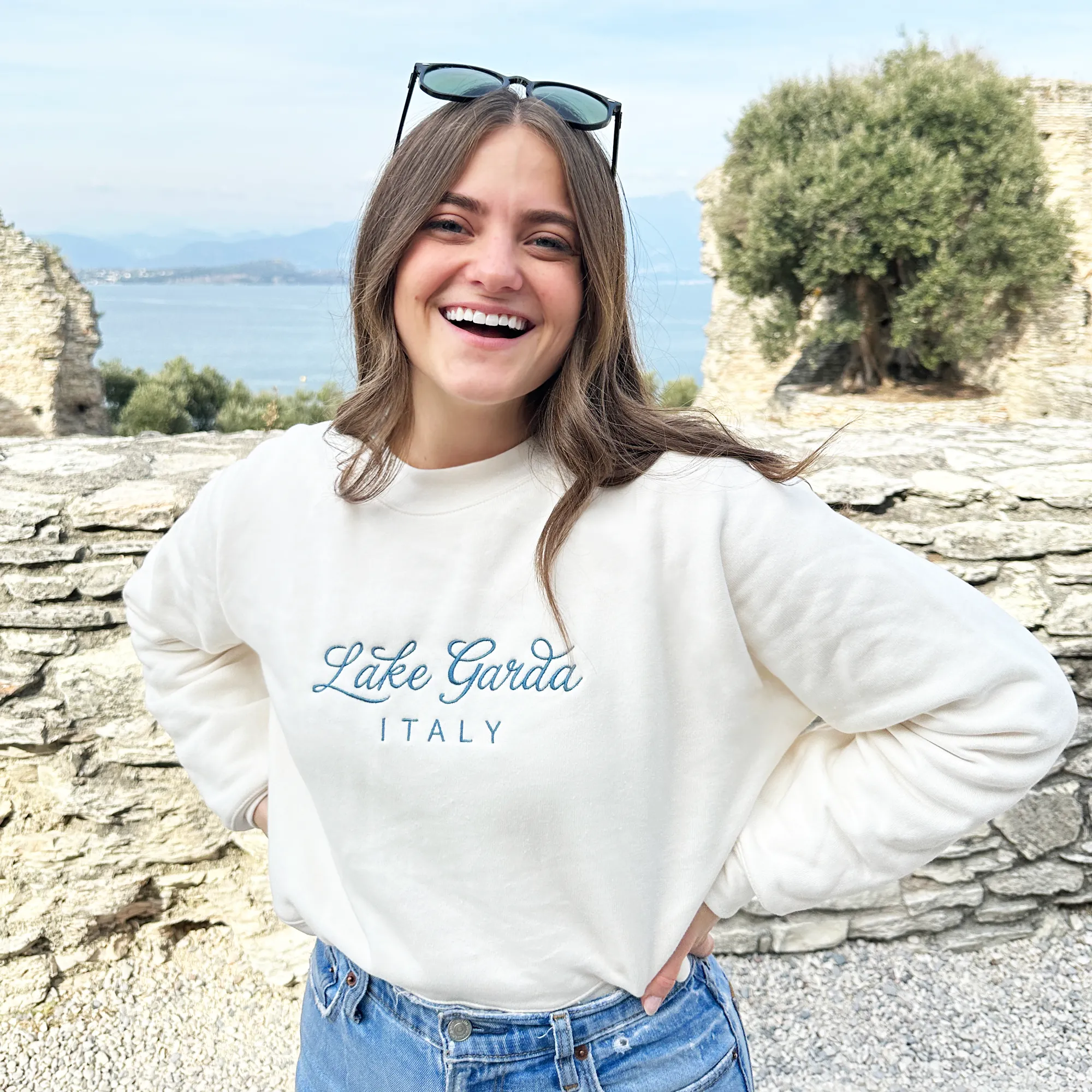 Embroidered Destination Pullover Sweatshirt