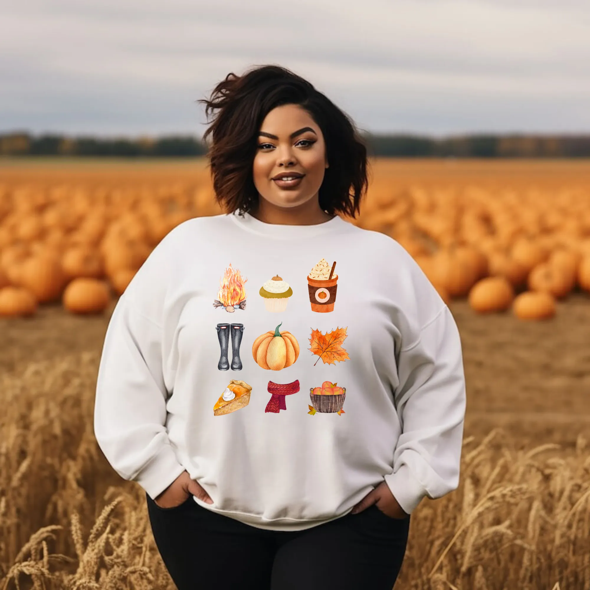 Fall Things Collage Crewneck Sweatshirt