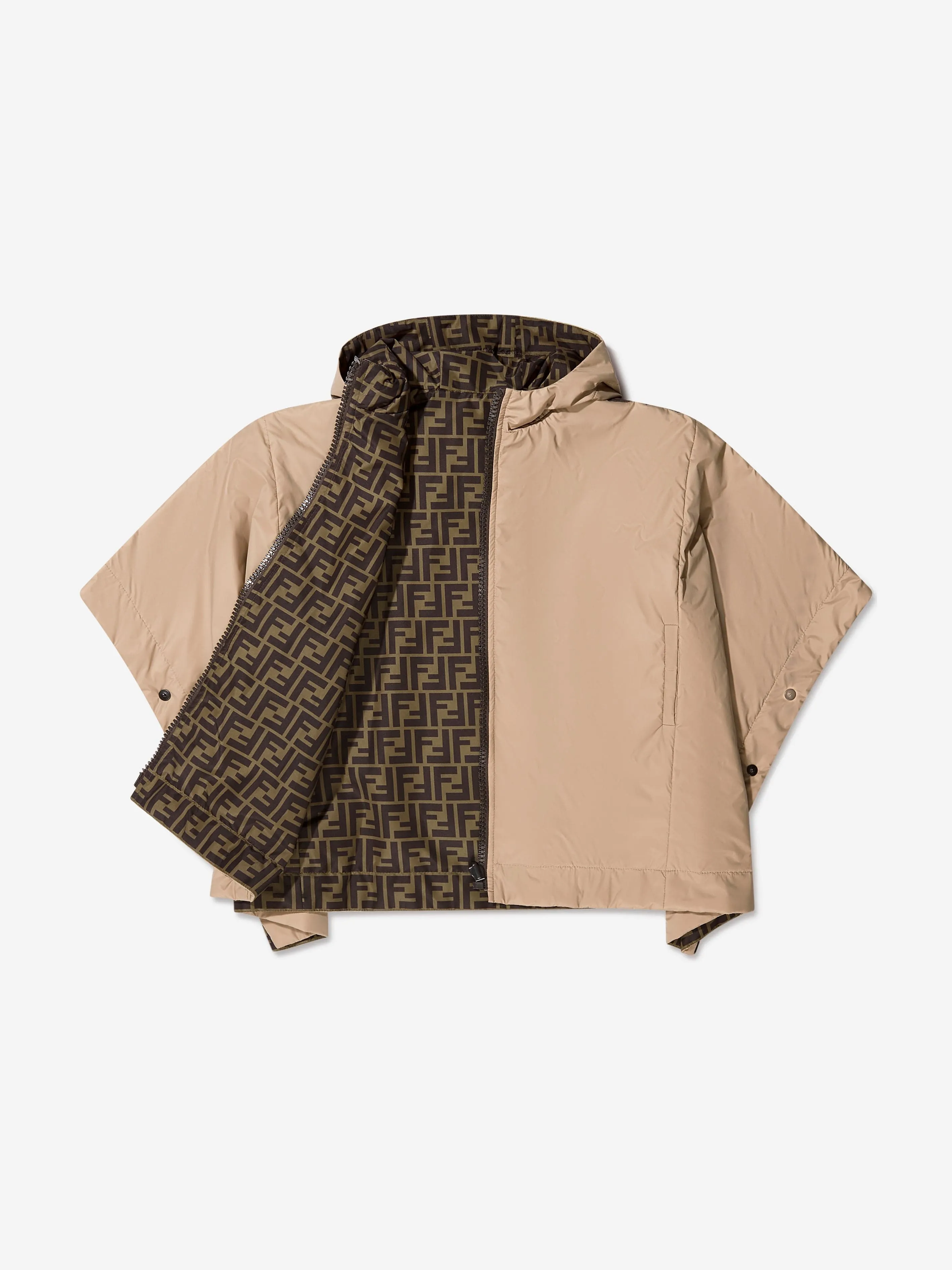 Fendi Girls Reversible Hooded Cape