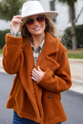 FINAL SALE - Staying Toasty Camel Sherpa Jacket - DOORBUSTER