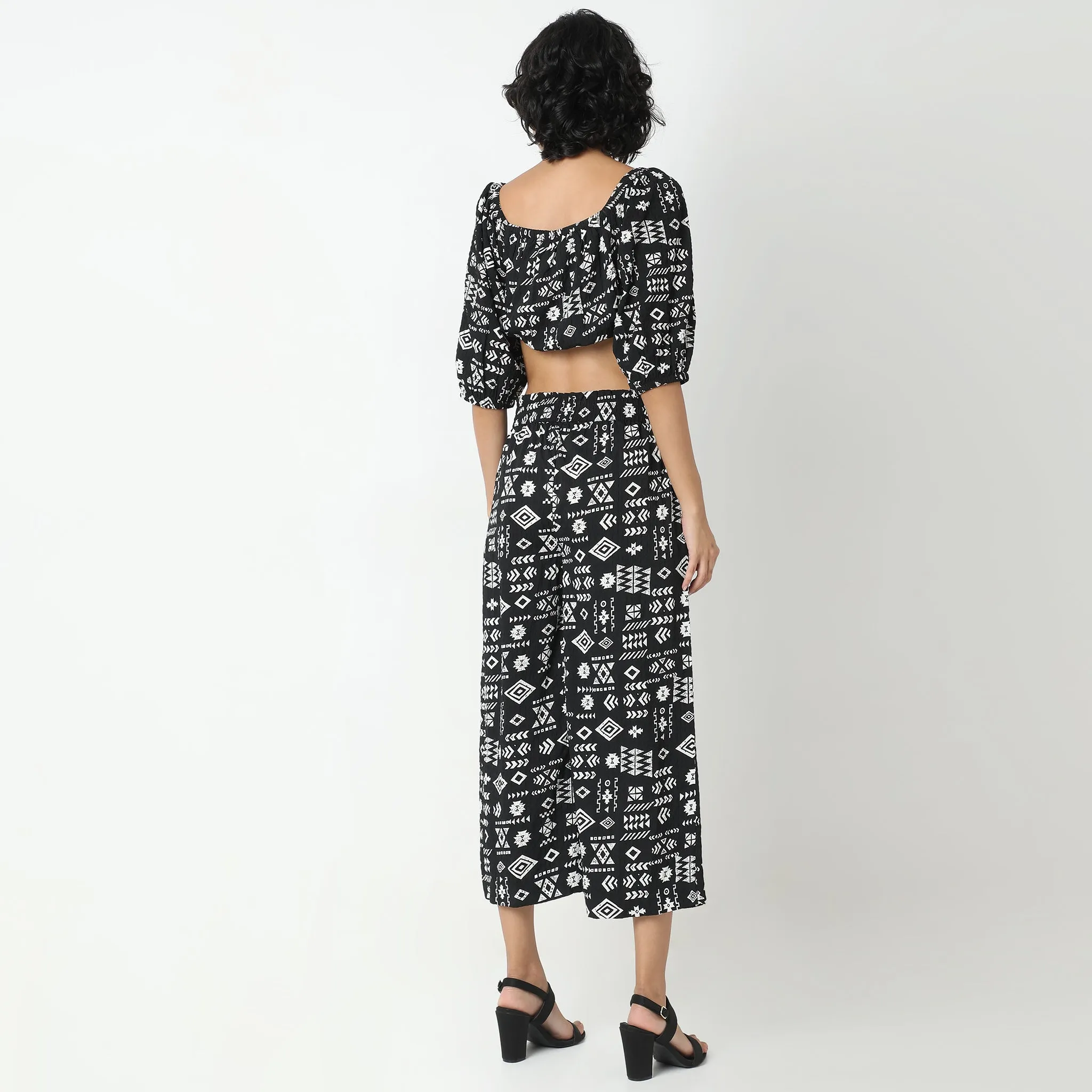 Flare Fit Printed Mid Rise Culottes