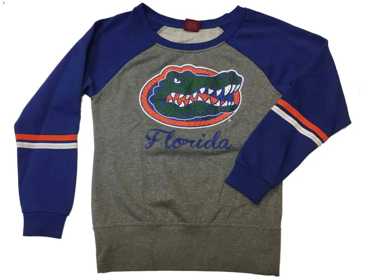 Florida Gators Colosseum WOMEN Gray & Blue Rhinestone Long Sleeve Sweatshirt (M)