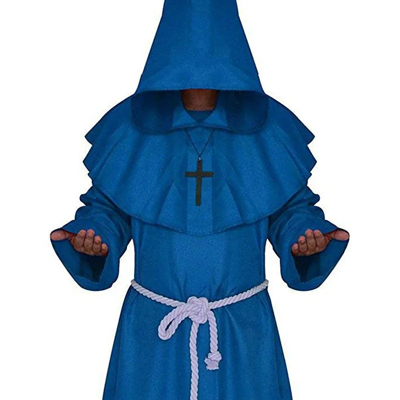 Friar Medieval Hooded Monk Renaissance Priest Robe Costume Cosplay