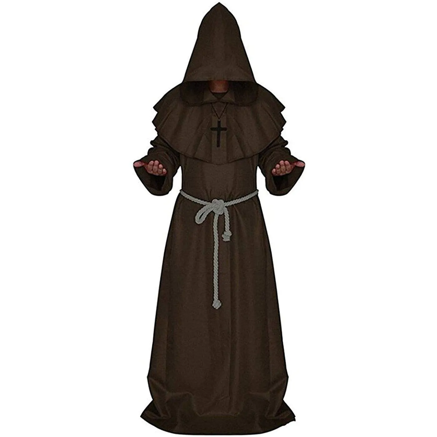 Friar Medieval Hooded Monk Renaissance Priest Robe Costume Cosplay