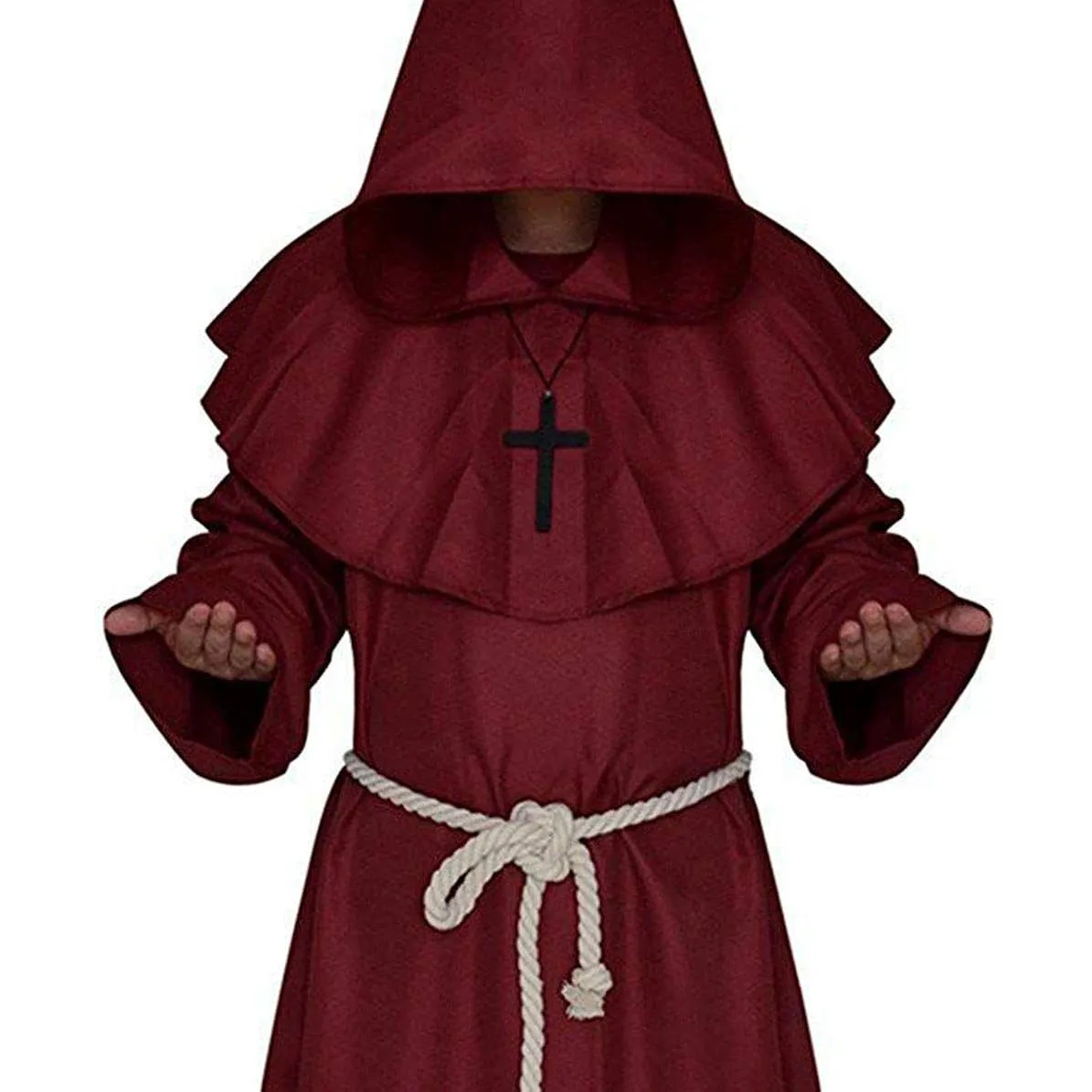 Friar Medieval Hooded Monk Renaissance Priest Robe Costume Cosplay