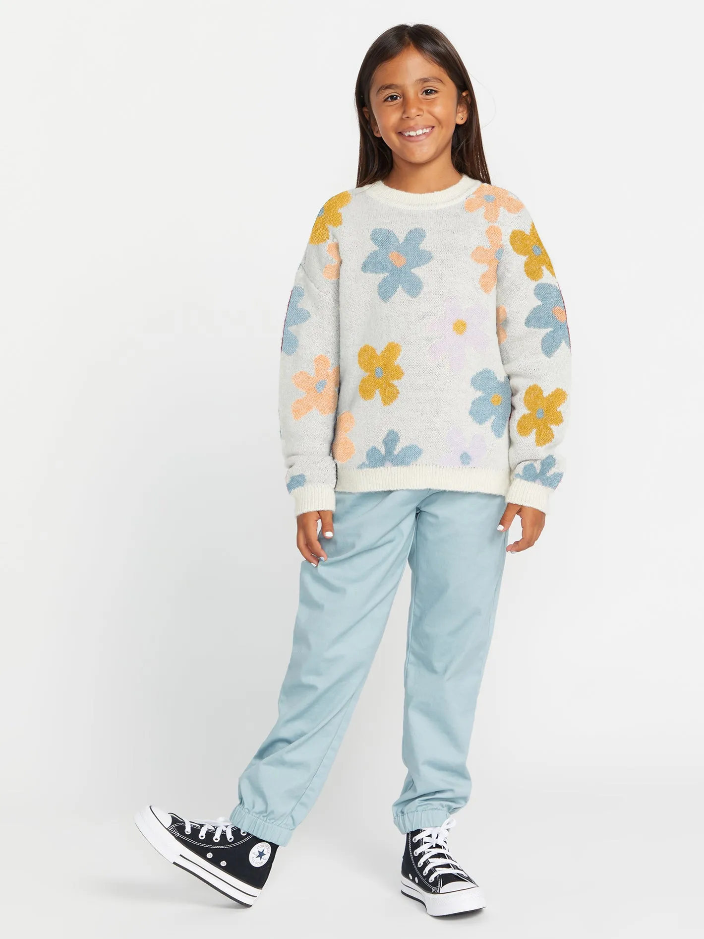 Girls Daizy Wheel Sweater - Star White