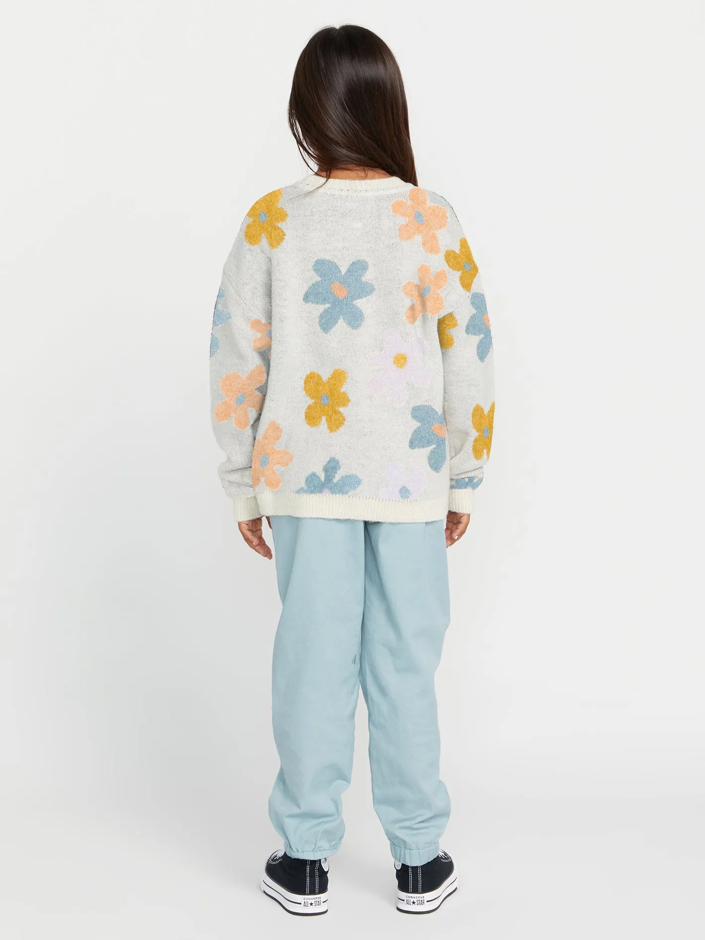 Girls Daizy Wheel Sweater - Star White