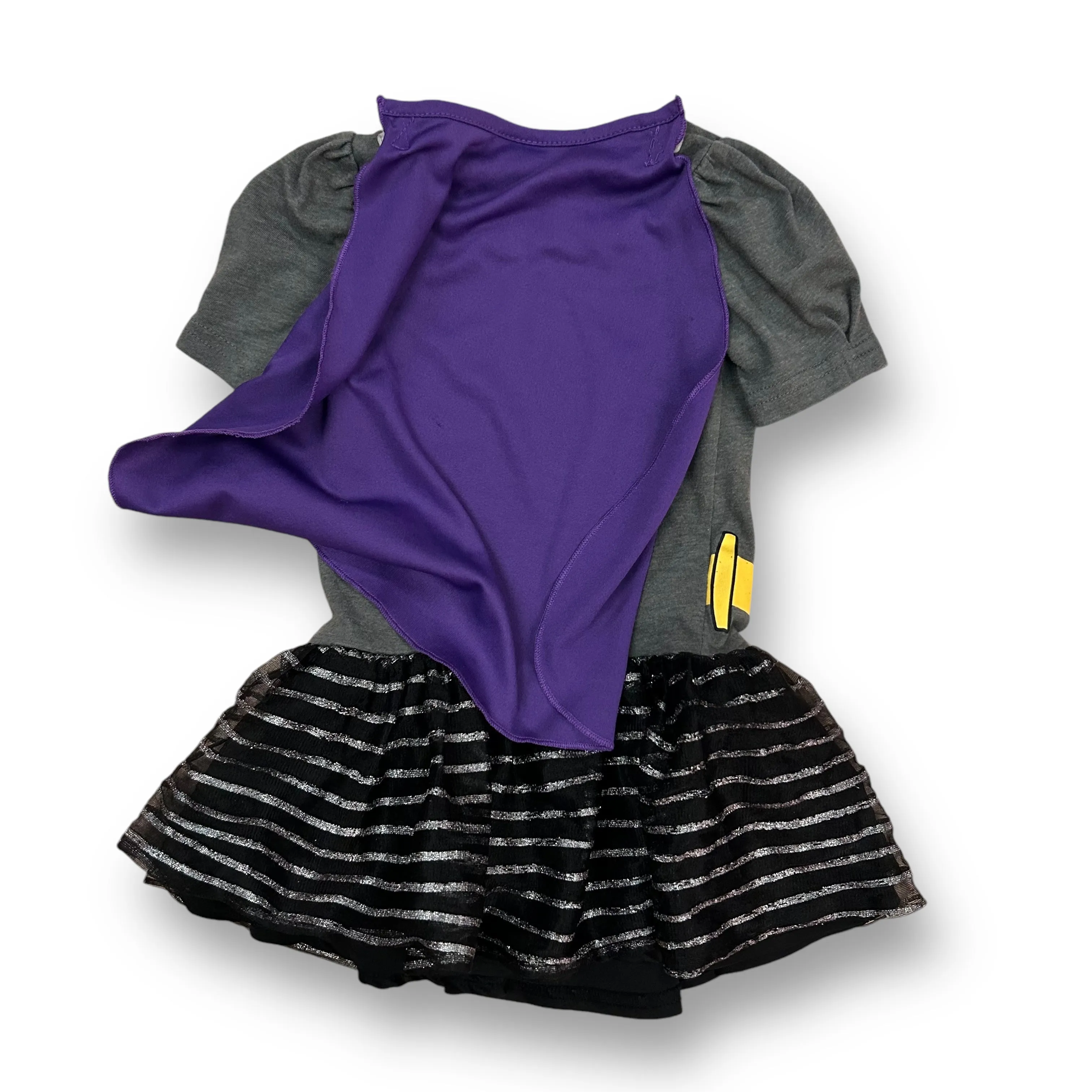 Girls DC Size 2T Gray & Purple Batgirl Tulle Dress with Cape