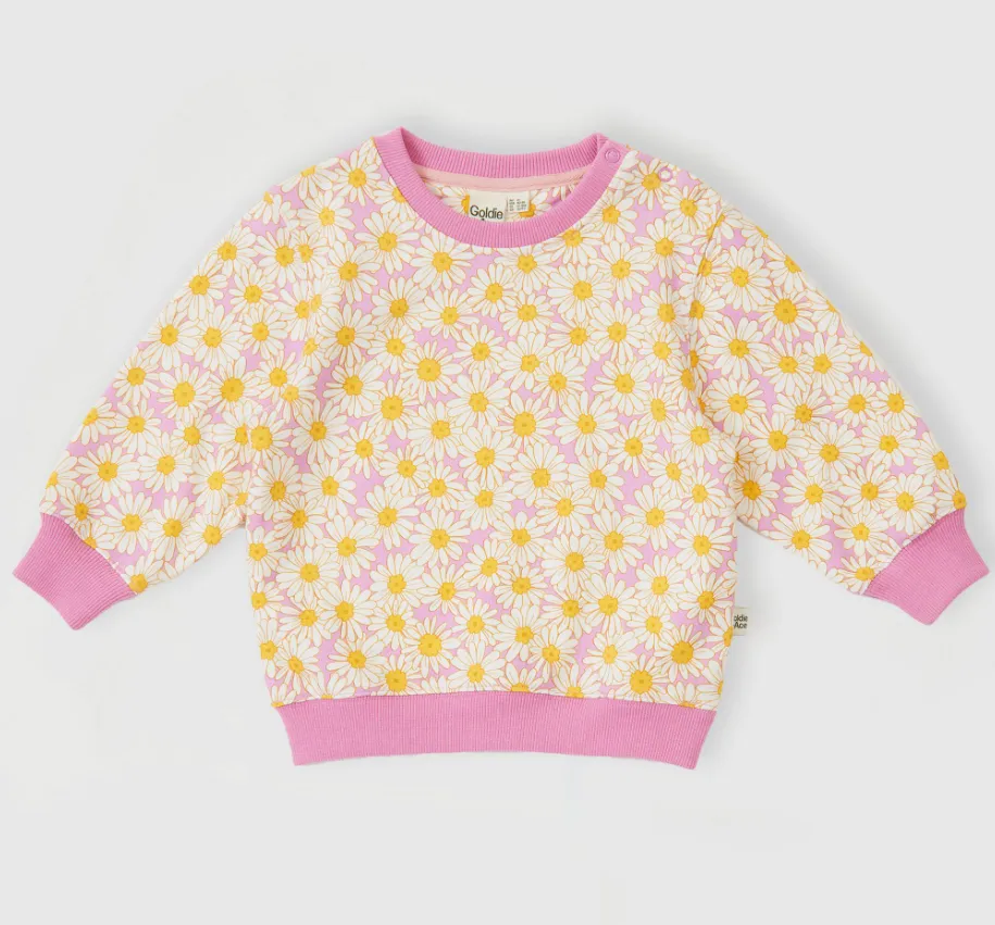 Goldie   Ace - Daisy Meadow Relaxed Terry Sweater - Fairy Floss Golden