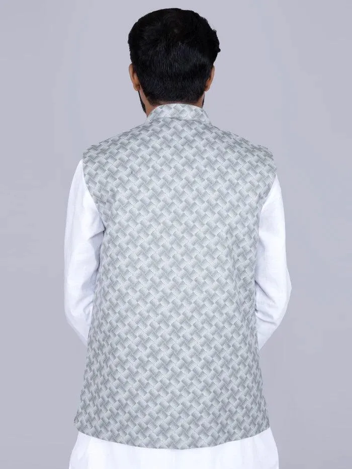 Gray Printed Poly Cotton Modi Jacket